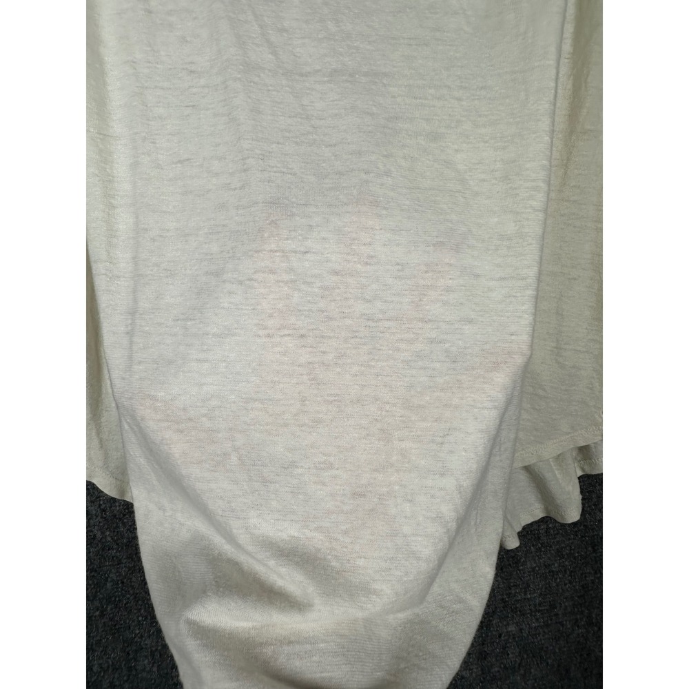 Free People Women Smocked Cuff V Neck Top Medium Boho Slub Knit Ivory White - Picture 12 of 12